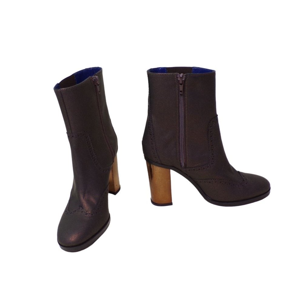 VALENTINA RANGONI FIRENZE Short Boot Block Heel Bronze 7 NEW